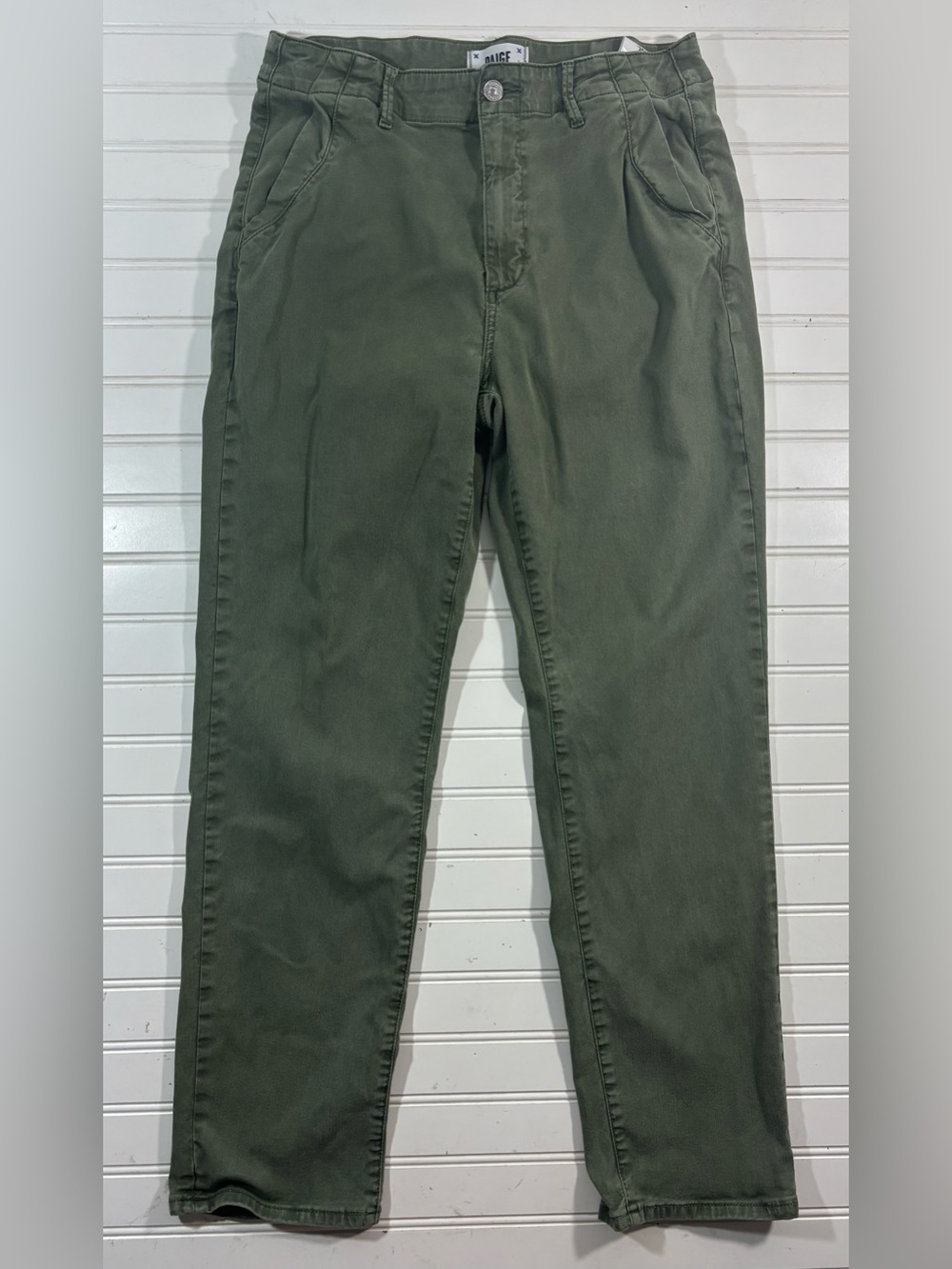 Paige Khaki Green Stretch High Rise Ankle Pants Size 28 Granola Earthy Classic